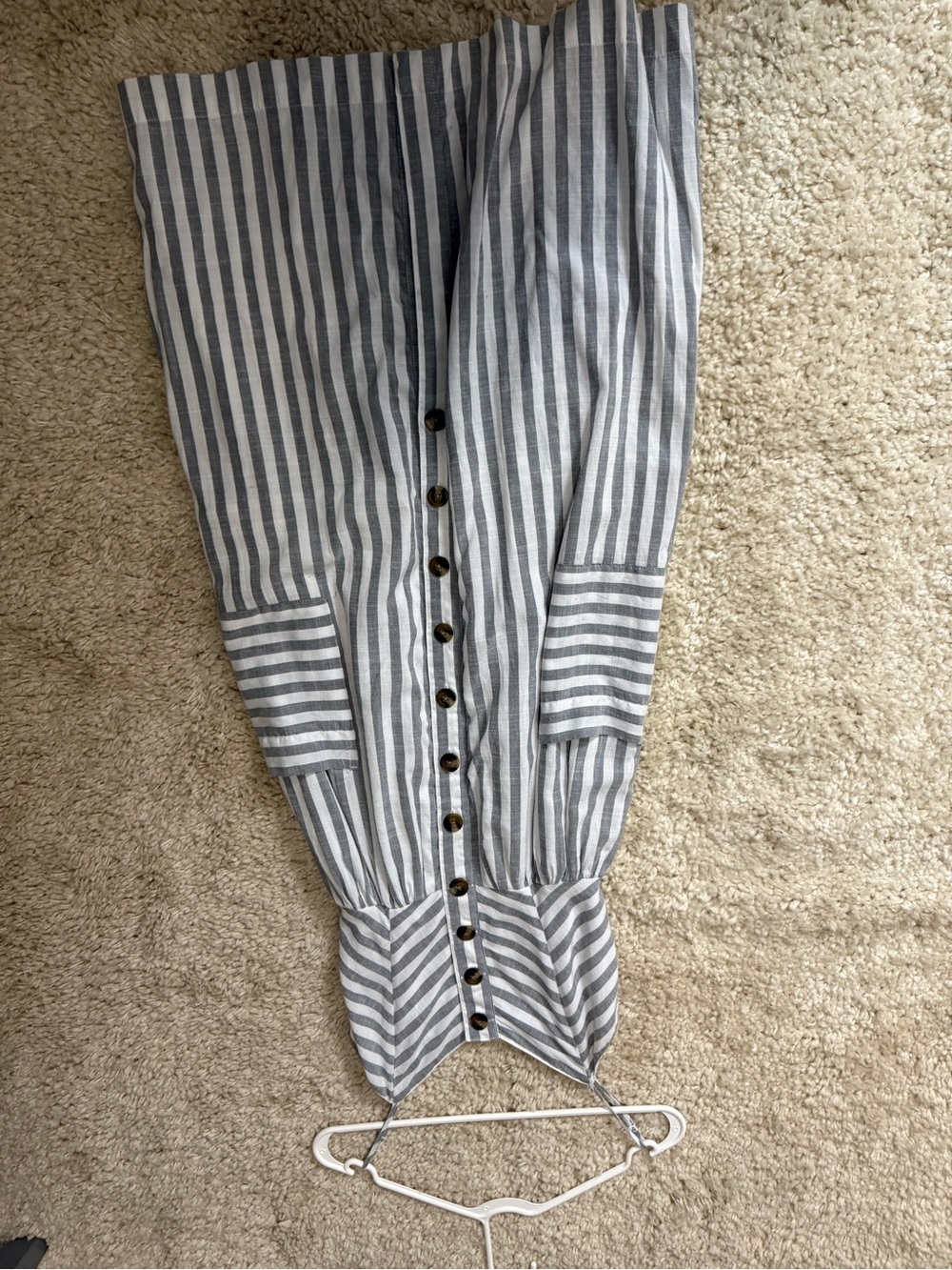 aerie Gray and White Striped Button-Front Throw